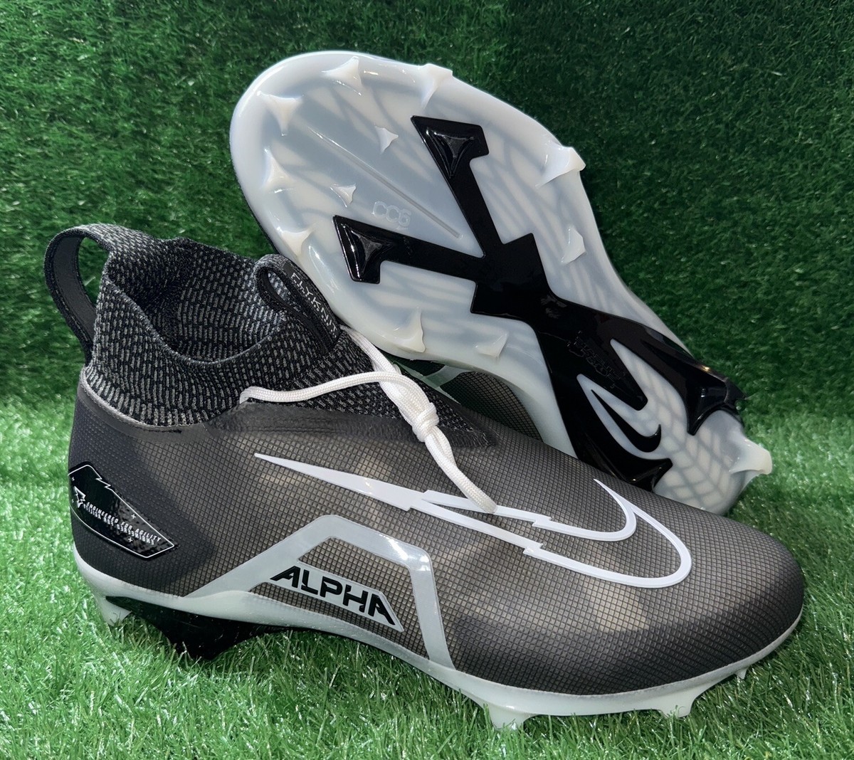 Nike Alpha Menace Elite 3 Football Cleats Black White Grey 