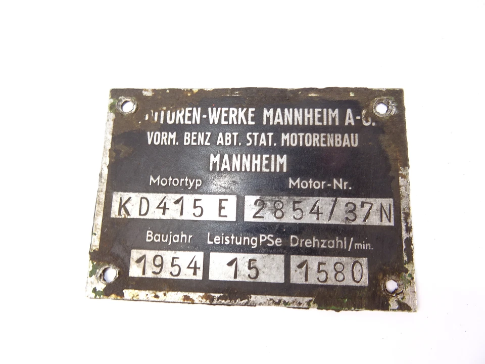 Typenschild für MWM KD 415 E Motor 15 PS von Hela Lanz D15 Traktor - Bild 1 von 3