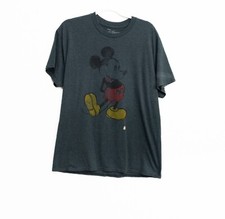 Disney Mens Dark Blue Polycotton T-Shirt Mickey Mouse Graphic Print Crew Neck L