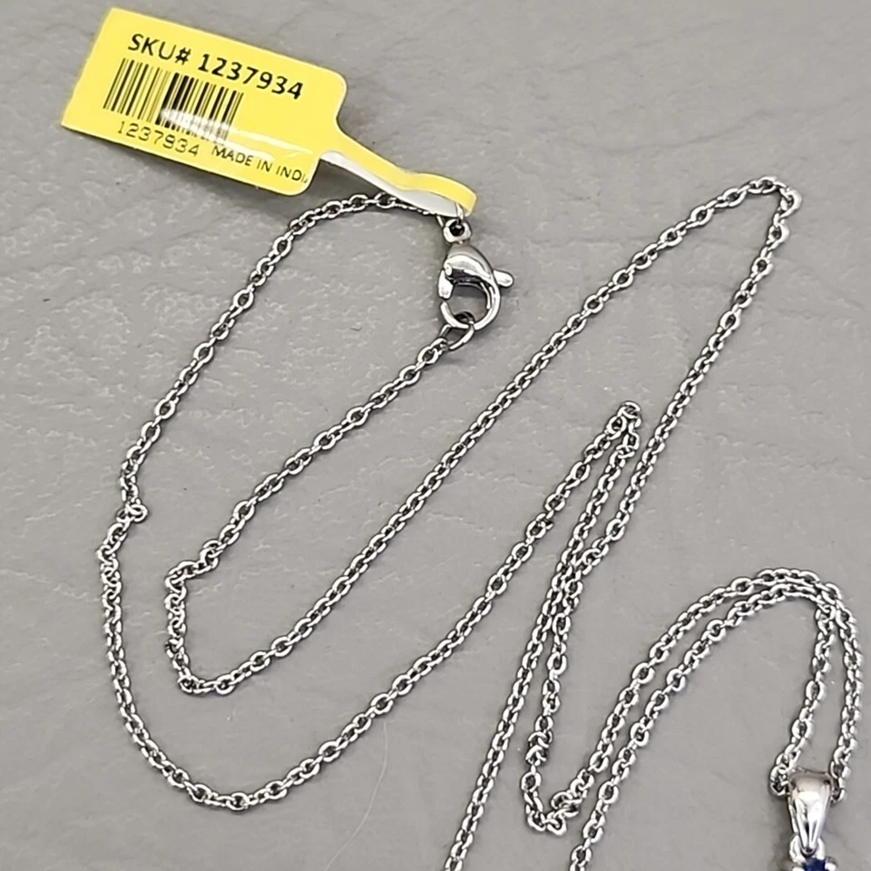 Collar Zafiro Azul Triple Gota JTV 925 Plata de Ley 20" Foto 4 de 4