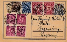 Ganzsache Post Briefmarke 1923 Weiden 6 fach Stempel  X17