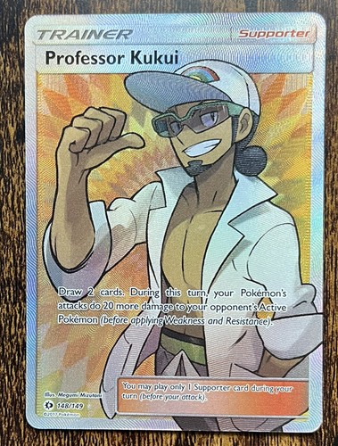 Professor Kukui 148/149 Sun & Moon Full Art Ultra Rare Pokemon TCG Card NM