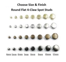 Pkg of 20 Choose Width & Color ROUND FLAT 4-spike Spot Studs 3 to 12mm (5404F)