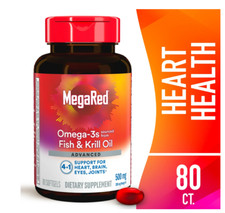MegaRed 500mg Extra Strength Omega-3 Krill Oil- 80 Softgels