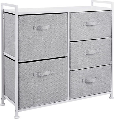 White Closet Organizer with 5 Fabric Storage Drawers for Neat Spaces