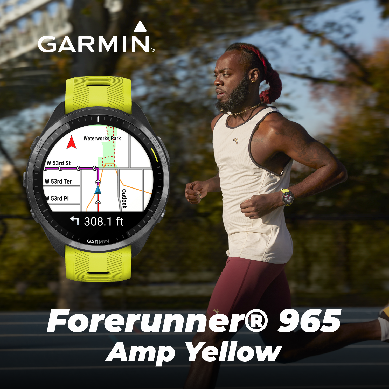 Garmin Forerunner® 965 Running Smartwatch, Colorful AMOLED Display,  Training Metrics and Recovery Insights, Amp Yellow and Black 