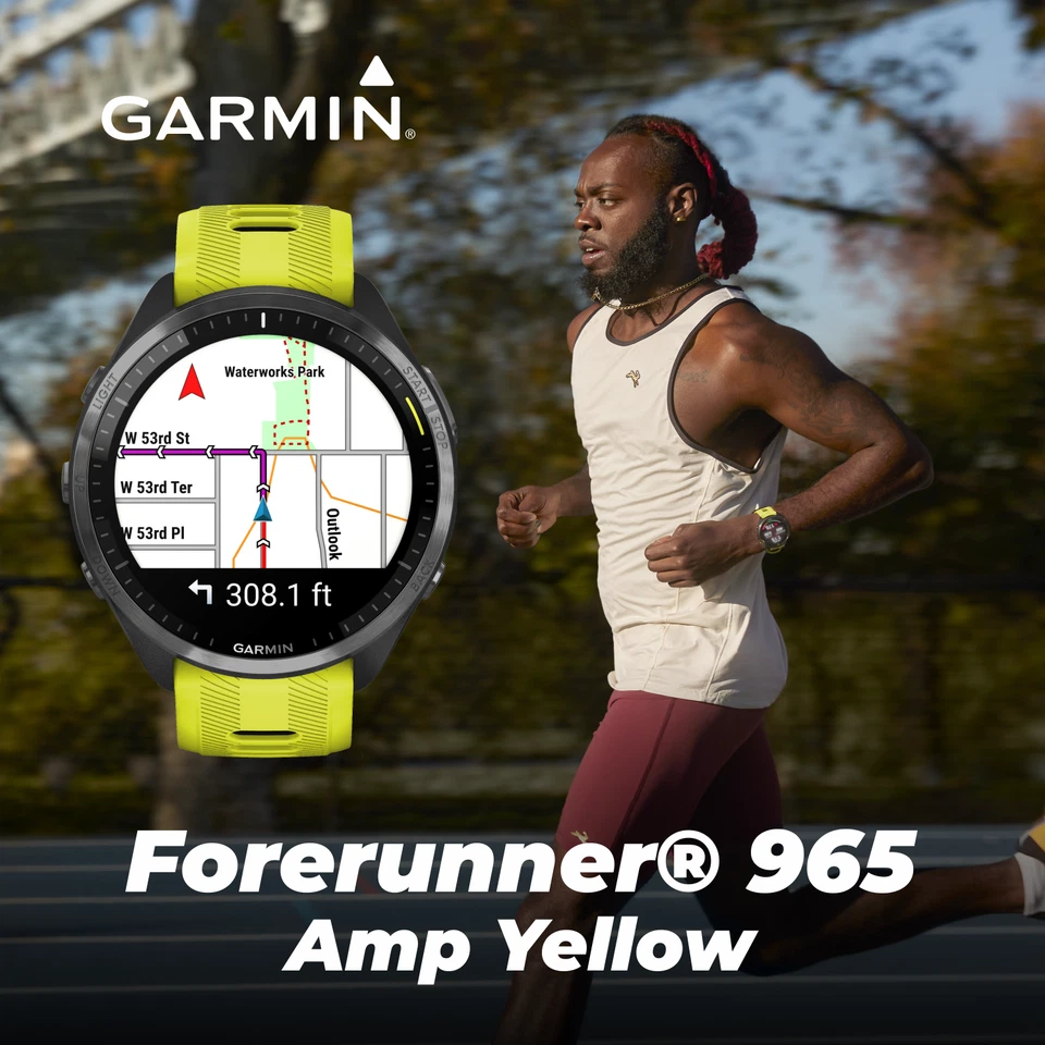 Reloj inteligente Garmin Forerunner 965 GPS para correr AMOLED amarillo titanio Foto 4 de 4
