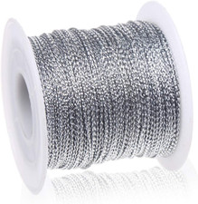 1Mm Metallic Silver Cord String Non Stretch Thread for Jewelry Craft Making, Han