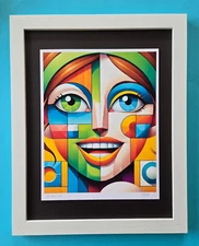 AIDAN FLUX | Hand Signed Authentic Print Framed "LOVE MY CUBIST BEAUTY" COA