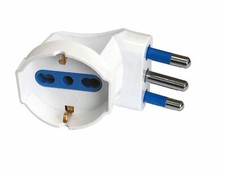 Techly Adattatore spina 16A prese bipasso/Schuko 90° Bianco
