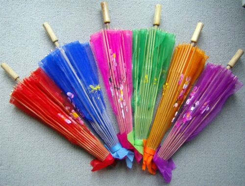 Chinese  / Japanese Ladies Silky Parasol - Assorted Colours - 74cm - Picture 1 of 19