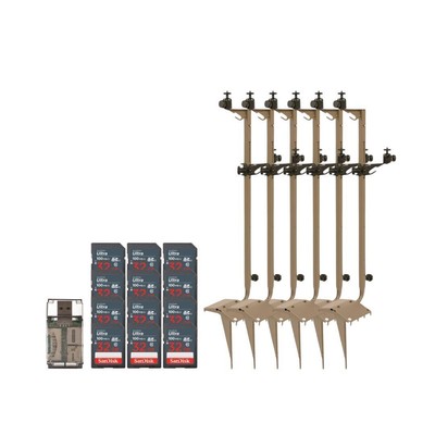 Stealth Cam Adjustable Multi Pivot Mounting Post 6 Pack with Card Reader Bundle