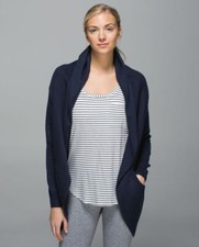 Lululemon Cabin Yogi Wrap size 2 Inkwell NWT Navy Blue Cardigan Tencel Cashmere