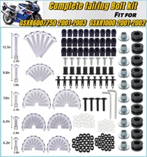 Complete Fairing Bolt Kit Silver Screws for Suzuki 2001-2003 GSXR600/750/1000