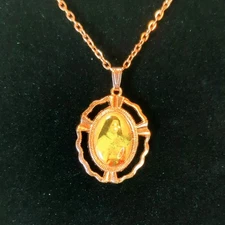 St Therese of Lisieux Rose Gold Oval Pendant Necklace 20-Inch Chain