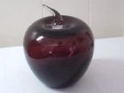 Vintage 1991-2005 Large Blenko Blown Amethyst Glass Apple Paperweight