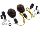 Blinker Paar OCHSENAUGE, matt schwarz, getöntes Glas, Motorrad, Roller, Quad