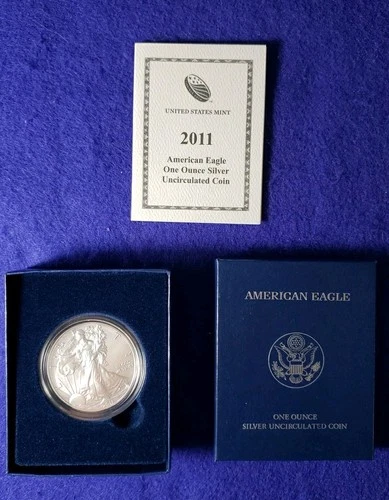 2011-W  American Silver Eagle $1 Burnished Uncirculated Original Box and COA