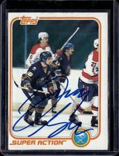 1981-82 TOPPS HOCKEY NHL ON CARD BOLD AUTO #127 DANNY GARE SABRES IN ACTION NM