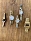 Lot Of 5 Vintage Women Watches That Need Battery, Sharp, Acqua, Timex, Waltham .