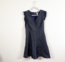 NWT Rebecca Taylor Short Sleeve Striped Suiting Dress Navy Blue Size 10