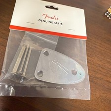 Genuine Fender USA 3-Bolt F Guitar Neck Plate  Screws Chrome F Logo 0054525049