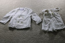 Danny Dare Shorts Suit Boys Toddler White Double Breasted Jacket Suspenders