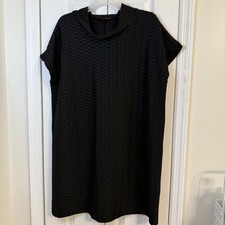 ISLE by Melin Kazan Black Textured Cowl Neck Short Sleeve Dress XL