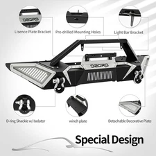 Off-road Front Bumper for 2007-2018 Jeep Wrangler JK Unlimited with Winch Plate