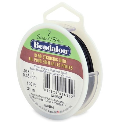 7 Strand Stainless Steel Bead Stringing Wire 0.018 in/0.46 mm Black 100 ft