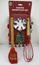 Holiday Christmas 5pc Baking Gift Set - Apron, Spatula, Whisk, Cookie Cutters