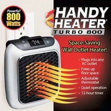 800W Mini Heater Timer +Remote Fan Wall Plug in Portable Ceramic Space Heater UK