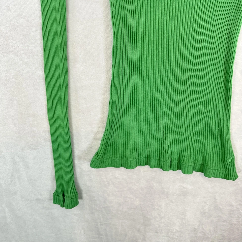 Vintage American Eagle Shirt Womens S Green Henley Long Sleeve Waffle Knit Bella - Image 4 of 4