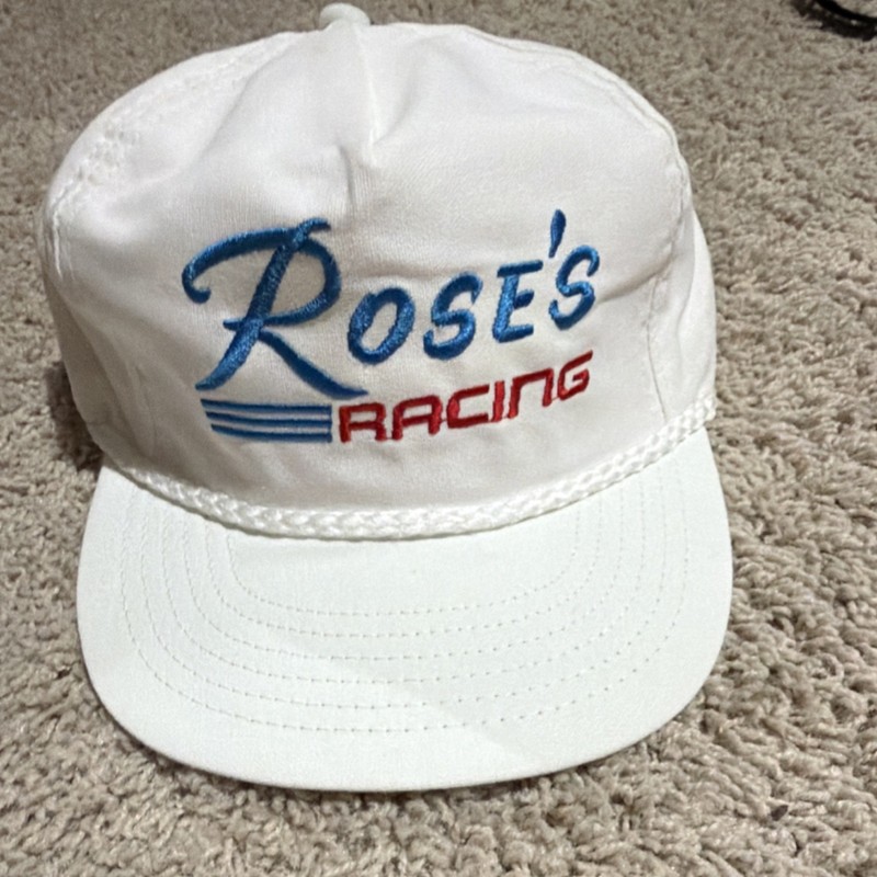 Vintage NASCAR Rose's Racing Team Auto Racing White Embroidered Hat