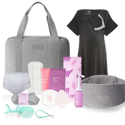 Frida Mom Hospital & Baby Essentials Bag Gray 30-Pieces C-Section Recovery Kit