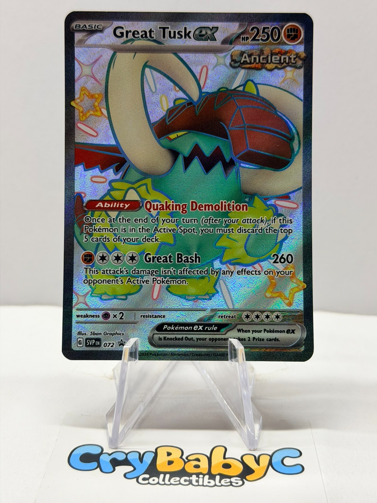 Pokemon Great Tusk ex SVP072 Scarlet & Violet Black Star Promo