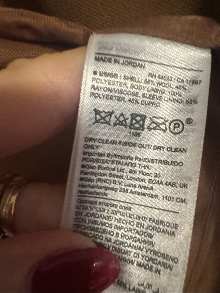 Women’s Banana Republic Wool Double Breasted Camel colored Jacket. Sz 14. NWT. - Image 4 of 4