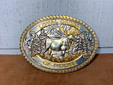 LOYAL ORDER OF MOOSE Western Style Belt Buckle Silver/Gold Color Fraternal Club