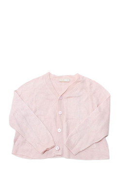 Il Gufo Girls Button Front V Neck Cashmere Knit Cardigan Sweater Pink Size 9M