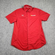 Puma Shirt Mens XL Red Ferrari Corse Clienti Red Short Sleeve Button Up