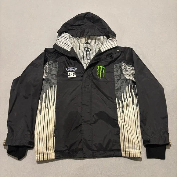 DC Shoes Ken Block Monster Energy Ford Racing Snow Jacket Black White Mens Small