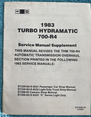 1983 Chevy GMC Turbo Hydramatic Transmission 700-R4 Service Manual