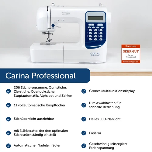 Carina Professional - Computer Nähmaschine 206 Stiche m. Anschiebetisch stark - Bild 2 von 8