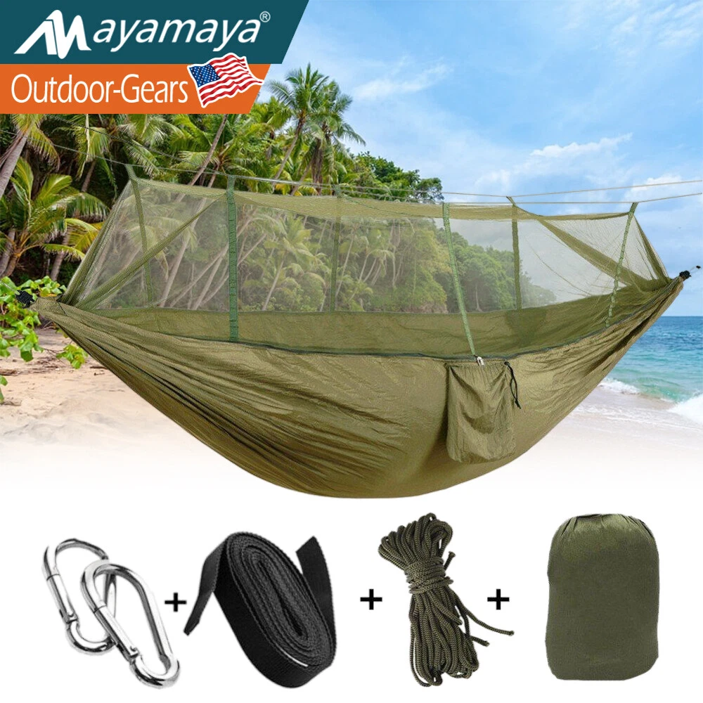 Camping Hammock with Mosquito/Bug Net Outdoor Portable Survival Travel Bed Nylon