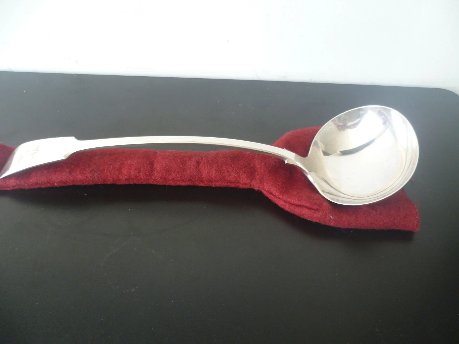Victorian Large Monogrammed, Fiddleback, Old English Silver Plated Serving Ladle