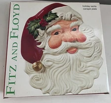 Fitz and Floyd Santa Face Plate Canape Cookie Dish or Decorative