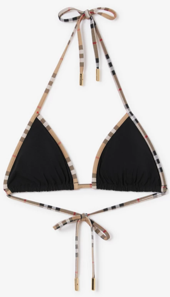 BURBERRY CHECK TRIM TRIANGLE BIKINI in BLACK sz XS top/ M bottom