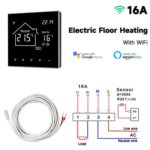 3/16A WiFi Smart Thermostat Floor Electric Heating Water Gas Boiler APP Control - Picture 10 of 20