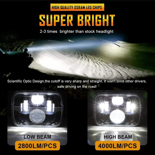 For 87-95 Jeep Wrangler YJ LED Headlights 7x5" + Tail Lights Turn Signal Combo - Picture 3 of 12