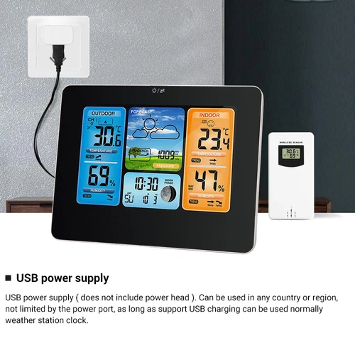 Digital LCD Indoor Outdoor Weather Station Clock Calendar Thermometer Wireless - Picture 5 of 31